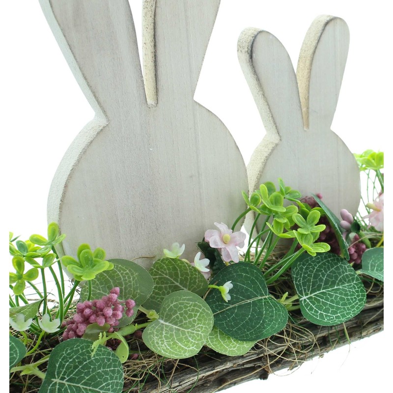 FRANK FLECHTWAREN Easter Decoration Rabbit Couple, Brushwood, Plastic, Dimensions: 30