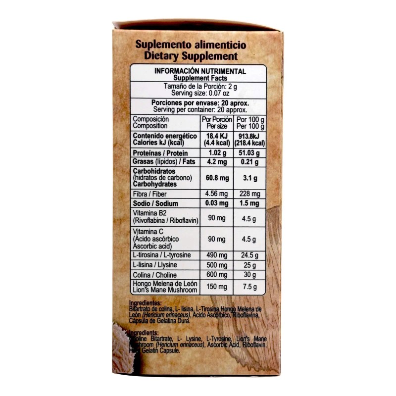 Hongo Melena De León Vitamina C 80 Cáps Herbolaria Saludable