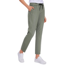 CRZ YOGA 4-Way Stretch Ankle Golf Pants for Women 27" - Casual Dress Work 7/8 Sweatpants with Pockets Grey Sage Medium