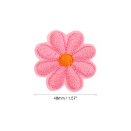sourcing map Flower Iron-on Patches Embroidered Sew Flower Patch Appliques Repair Patches for Clothing Repair Backpack Shoes Decoration 90x90mm/3.54x3.54 Pack of 15(Pink)