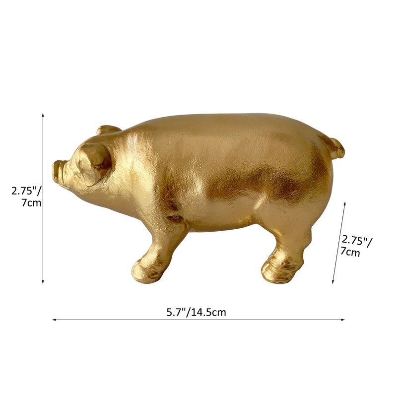 Pewery Golden Pig Statue, Animal Figurine Home Decor, Pig Sculpture