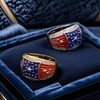 JINAO American Flag Rings for Men 14K Gold-Plated - Patriotic