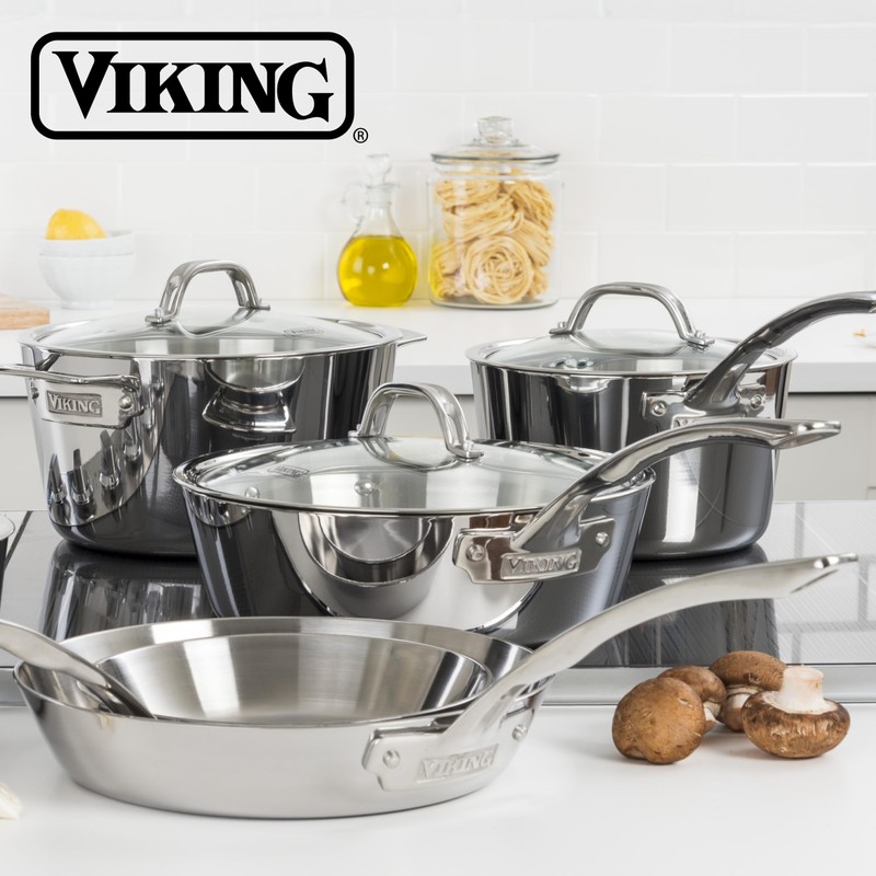 Viking Contemporary 3-Ply Non Stick Frying Pan, 8 Inch Stainless