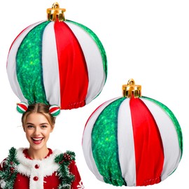 Mity rain Christmas Hair Accessories - 2PCS Christmas Hair Clips Christmas Balls Space Bun Cute Hair Accessories for Christmas Decoration (Christmas Balls, L)