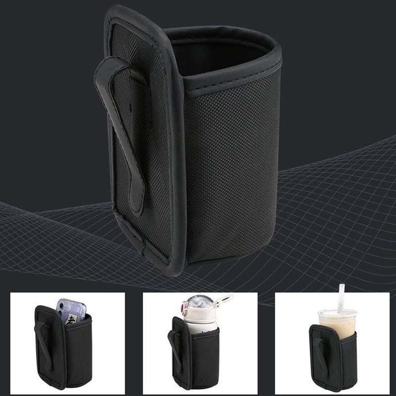 Motorcycle Water Cup Holder Black Drainage Holes Plug in Fixed