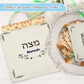Tessco 2 Pcs Passover Accessories Include Matzah Cover and Afikoman Bag Desert Design Matzah, Afikoman Bag Set Passover Decorations 3 Layered Seder Square Matzo Covers (Blue,Classic Style)