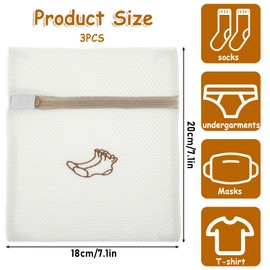 3 Pack Sock Laundry Bags, Delicate Laundry Bag, Mesh Laundry Bags For Delicates With Zipper, Small Durable Sock Embroidery Bag, Travel Clothing Storage Bags for Socks Underwear Baby Clothes Swimsuit