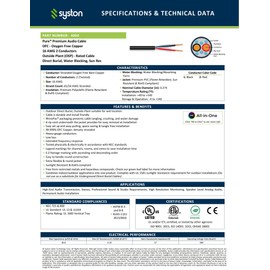 SYSTON 16/2 Speaker Audio Cable Wire, Indoor/Outdoor Direct Burial in Wall/in Ground, 16 Gauge 2 Conductors OFC Stranded Bare Copper Sunlight Water Resistant RoHS Compliant Bulk Cable, Black 250 FT