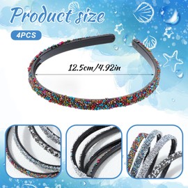 Bremorou 4Pcs Fashion Rhinestone Headband For Women With Teeth,Non Slip Head Bands Comb Headbands,Sparkly Diamond Hairbands Hair Accessories,Bling Beaded Hair Bands Accessories For Women Girls