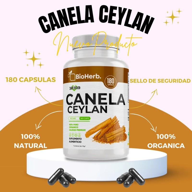 Canela Ceylan 100% Pura Extremadamente Eficaz - 180 Capsulas Sin