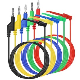 5 Pcs Multimeter Test Lead Set, 4mm Stackable Banana Plug to Test Hook Clips Flexible Testing Cable Wires for Multimeter Electrical Testing 500V 5A