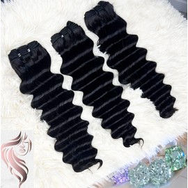 14A Grade Deep Wave 16 inch Hair Bundle, Color 1B