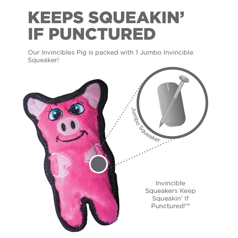 Outward Hound Invincibles Mini Pig Plush Dog Toy, XS