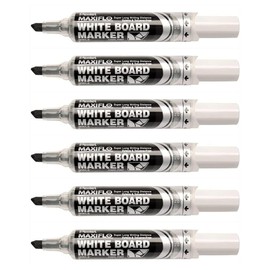 Pentel Maxiflo MWL6 Whiteboard Marker - Black - Wide Tip (Pack of 6)