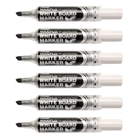 Pentel Maxiflo MWL6 Whiteboard Marker - Black - Wide Tip (Pack of 6)