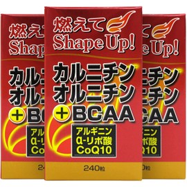 Yuuki Pharmaceutical Carnitine Ornithine BCAA 3-Piece Set, Approx. 90-120 Day Supply, Supplement, Arginine, Leucine, Coenzyme Q10