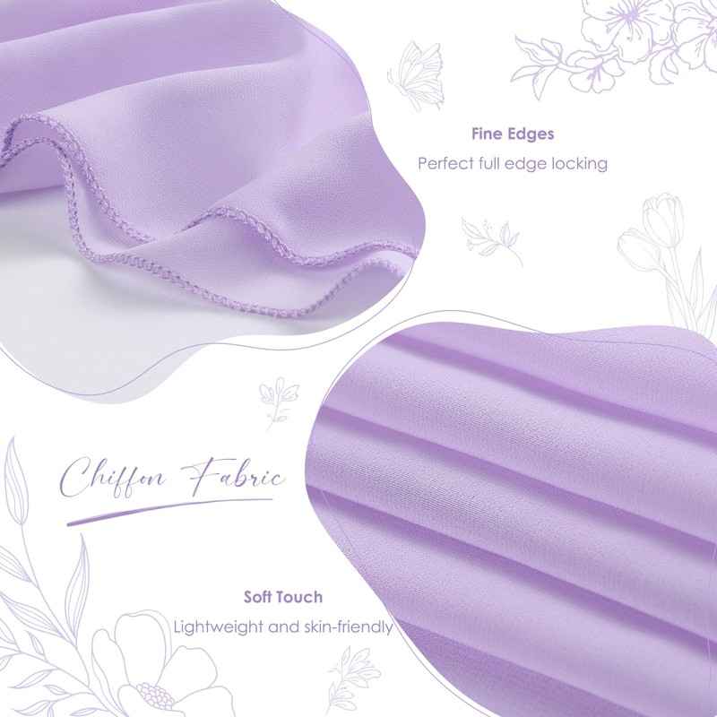 2 Packs Light Purple Chiffon Table Runner 27x120 Inches Elegant