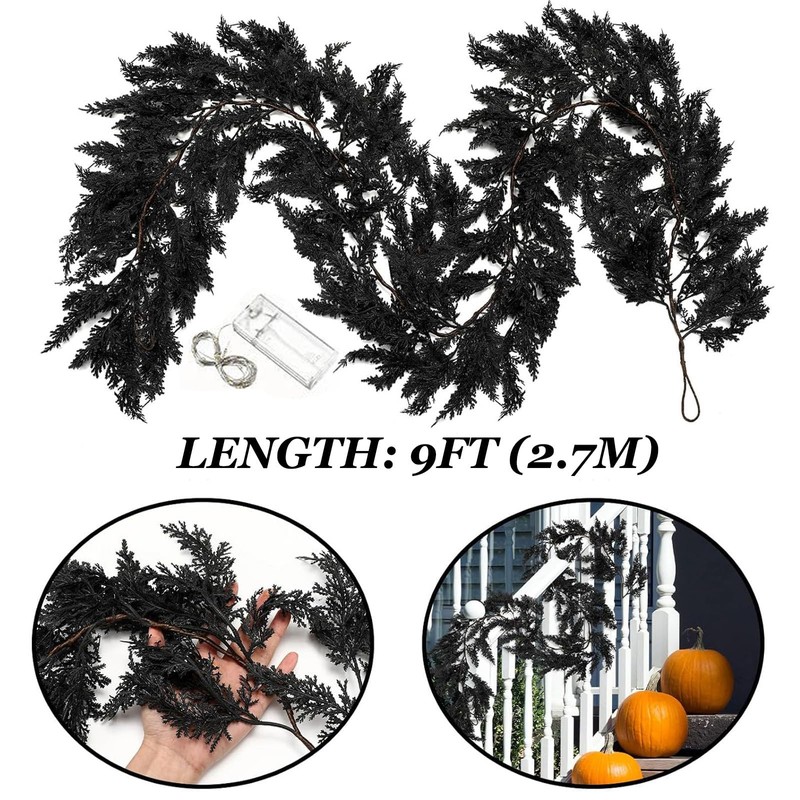 9ft Black Halloween Garland, Gothic Hanging Vine Party Decoration