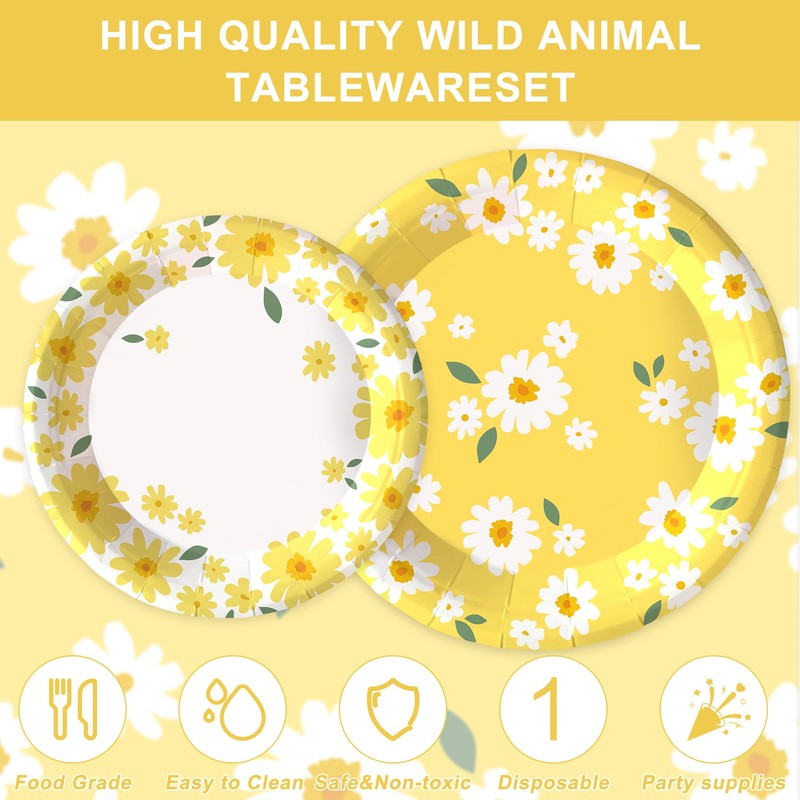 122PCS Boho Daisy Party Supplies for Girls Boys Kids Baby