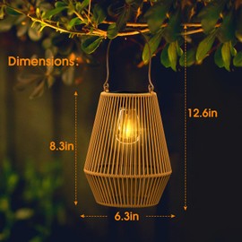 Solar Lanterns Outdoor, KagoLing Solar Hanging Lantern Lights Decorative Christmas Light for Garden Patio Courtyard Lawn-2 Pack