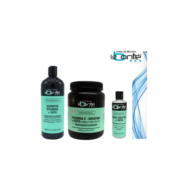 Kit Soya Shampoo,vitamina E Keratina + Seda Cristal Labonte
