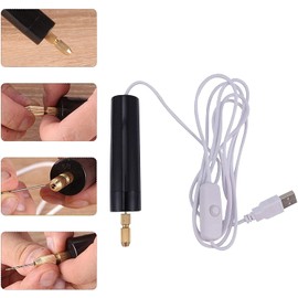 TAORAYO Mini Electric Hand Drill, Used for Resin Crafts, 0.7-1.2mm Portable USB Handheld Electric Drill Set-Needle Vise Set, Aluminum Manual Rotating Mini Electric Drill, Used for DIY, Jewelry Making, with 15 Drill Bits
