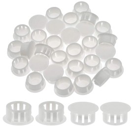 Suiwotin 30PCS 16mm (5/8") White Plastic Flush Type Hole Plugs, Snap in Locking Hole Tube, Furniture Fencing Post Pipe Insert End Caps