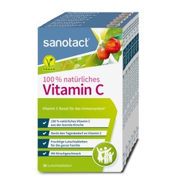 sanotact Vitamin C Lozenges, 6 x 30 Acerola Lozenges, Vegan, 100% Natural Vitamin C for Children, High Dose Vitamin C from Acerola Cherry