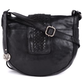 VILENCA HOLLAND Genuine Leather Crossbody Sling Bags for Women, Bags for Women Trendy Casual Office Bag with Adjustable Strap (VL-183-BLACK)