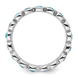 GemApex Eternity Ring Band 925 White Sterling Silver Stackable Expressions Crystals