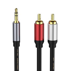 3.5 mm to RCA Audio Auxiliary AUX Stereo Y Splitter Cable, 3.5 mm to RCA Cable, 3.5 mm to 2 Male RCA Adapter Stereo AUX Cord AV Cable for Smartphones, MP3, Tablets, Speakers, Home Theatre, HDTV (4.9
