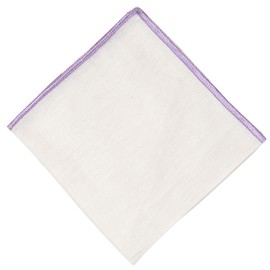 Hell Blues Natural Linen Pocket squares with Contrast Color Stitch, Sustainable Men’s Accessories (Parchment Organic tone) Lavender Blue