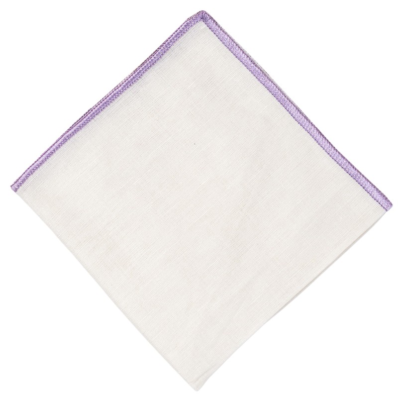 Hell Blues Natural Linen Pocket squares with Contrast Color Stitch,