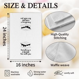 16" x 24" Funny Marshmallow Quote Kitchen Towel - Everything is S'More Fun with You - Modern Flour Sack Kitchen Hand Dish Tea Waffle Weave Towel - Home Decor & Gift Supplies - A 07