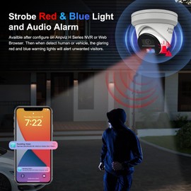 Anpviz Anpviz 5MP PoE IP Camera, Strobe Red & Blue Light and Audio Alarm, Metal Turret Security Camera Outdoor, Two Way Audio, Smart Color Night Vision, Human Vehicle Detection, 2.8mm Lens, IP67 (H Series)