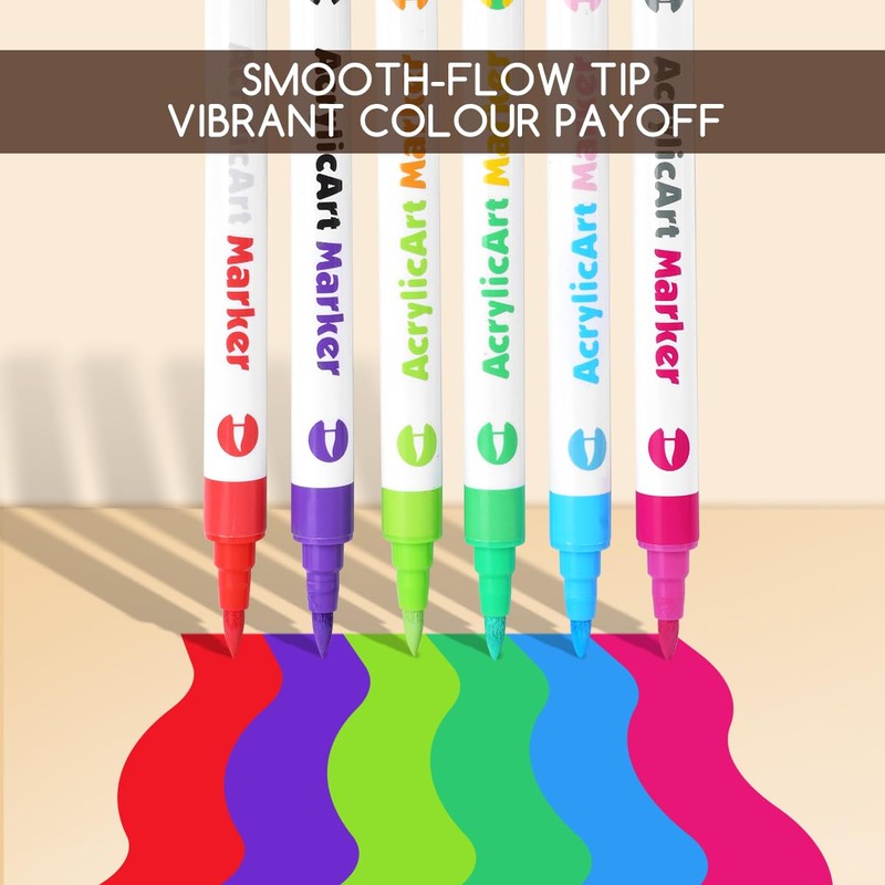 SKYGLORY Dual Colour Brush Tip Acrylic Marker Set, Art Marker