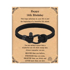 NiCola Birthday Bracelet for boys, Braided Bracelet Boys Birthday, Braided Rope Bracelets, Boys Bracelet for 13 14 16 18 Year Old Boys (14th Birthday)