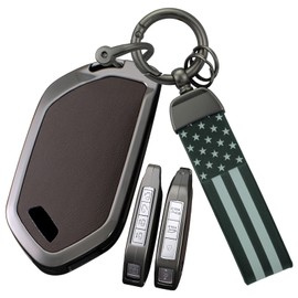 ontto Car Key Fob Cover Fit for KIA Sportage R Carnival KX3 Seltos KX5 ALL NEW K5 EV9 Picanto 2024 Smart Alloy Leather Key holder Shell case bag keyring keychain accessories 5/6/7/8/9 buttons Brown B