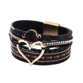 TENGEE Leather bracelet woman, wrap bracelet women, leather bracelet woman, boho heart leather bracelet woman, multi-tier leather bracelet woman, heart-shaped wrap bracelet women, with magnetic