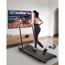 SupeRun 3 in 1 Walking Pad Treadmill - Under Desk 300LBs Folding Treadmill 3.0HP Low Noise Walking Jogging Treadmills with Handle for Home Office Remote Control & Smart APP