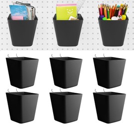 Large Pegboard Cups Peg Board Bins 9 PACK with Hooks, 1/8" & 1/4" Pegboard Cup Holder Accessories Aesthetic Decoration for Garage Workbench Craft Room Office Playroom Home Kitchen Organization