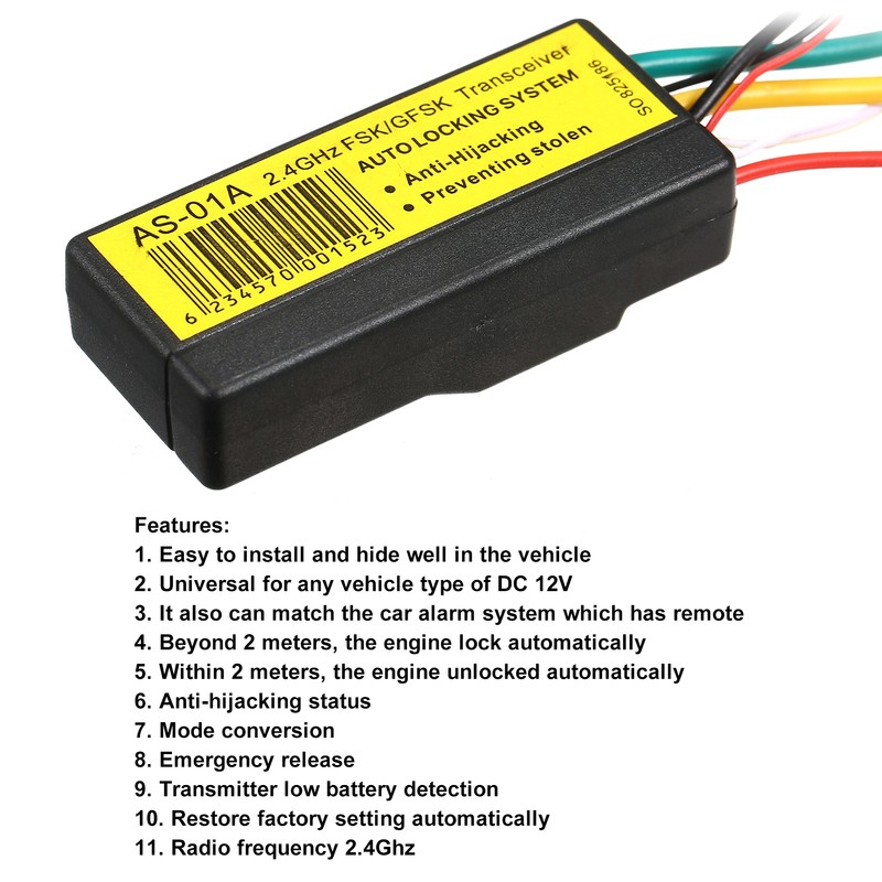 Engine Immobilizer, Car Anti-Theft Device Portable Anti-Hijacking Alarm System for