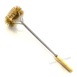 SUNRISE Fryer Brush with Long Handle (Brass, Double Brush)