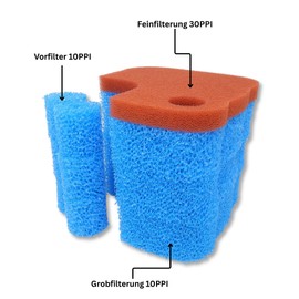 gws Replacement Filter Set Suitable for Oase Biomaster 600 Thermo & BioMaster 2 - 10 PPI & 30 PPI Filter Foam for EasyClean Pre-Filter Chamber & Main Filter - Made in Germany