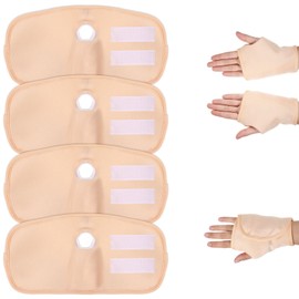 Castor Oil Pack Wrap Kit Hand, 4 Pcs Castor Oil Wrap, Hand Wraps, Khaki Reusable Wrist Wraps, Leakage Prevention fit Men and Women