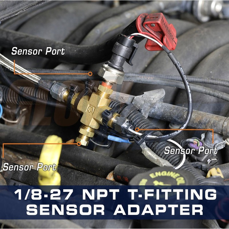 GlowShift 1/8-27 NPT T-Fitting Sensor Thread Adapter for Pressure &