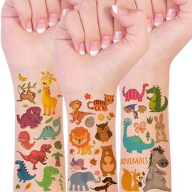 allydrew Waterproof Temporary Tattoos for Children, 20 sheets, Dinosaurs & Animals