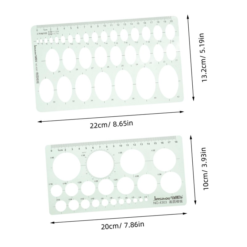 STOBOK 2pcs Geometric Ruler Ellipse Template Circle Stencil Stencils for