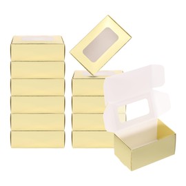 PATIKIL Papier-Seifenschachtel mit Fenster, 10,2 x 6,3 x 5,1 cm, 30 Stück, rechteckige Geschenkboxen für Geburtstag, Weihnachten, Basteln, goldfarben