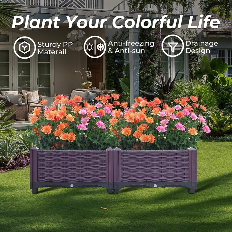 Dawot Plastic Raised Garden Bed, Set of 2 Planter Grow
